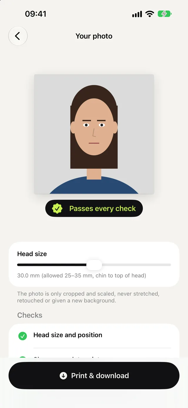 A passport photo that passes every check